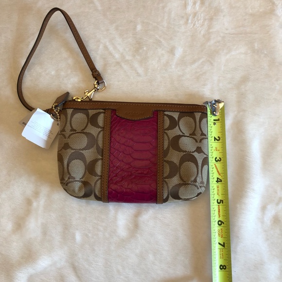 COACH SIG.CANVAS SNAKESKIN MEDIUM WRISTLET F51724 - Picture 3 of 7